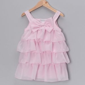 Pink Chiffon Bow Ruffle Dress